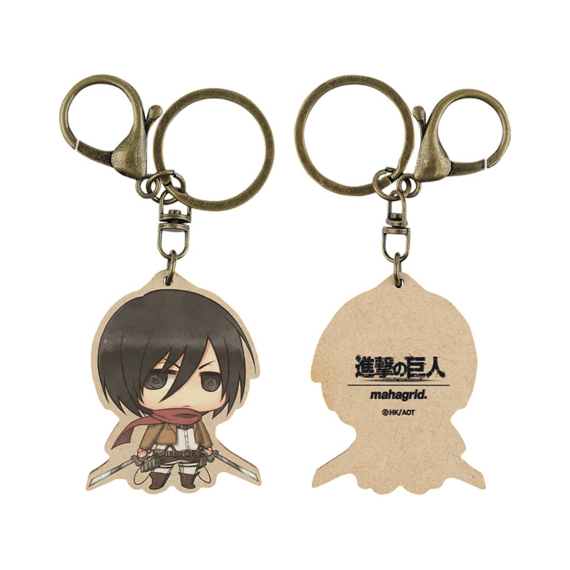 Mahagrid x Attack On Titan AOT Character Wood Keyring Mikasa ONE SIZE