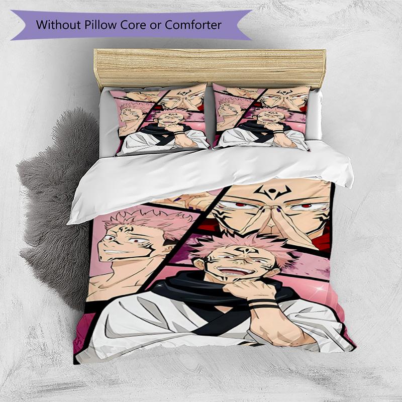 3pcs Duvet Cover Set (1*Duvet Cover + 2*Pillowcase, Without Core), Jujutsu Kaisen Print Bedding Set, Bedroom Decor, All‑Season, Birthday Gift