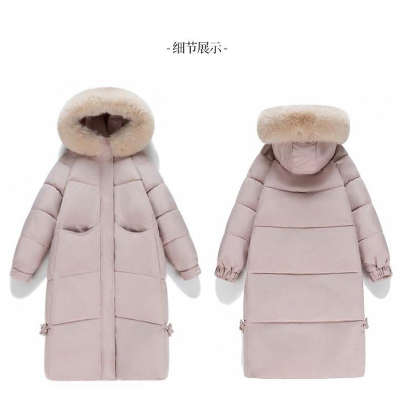 Manteau d'hiver épais à col en fourrure pour femme, taille L, longueur moyenne, coupe ample, rembourré en coton