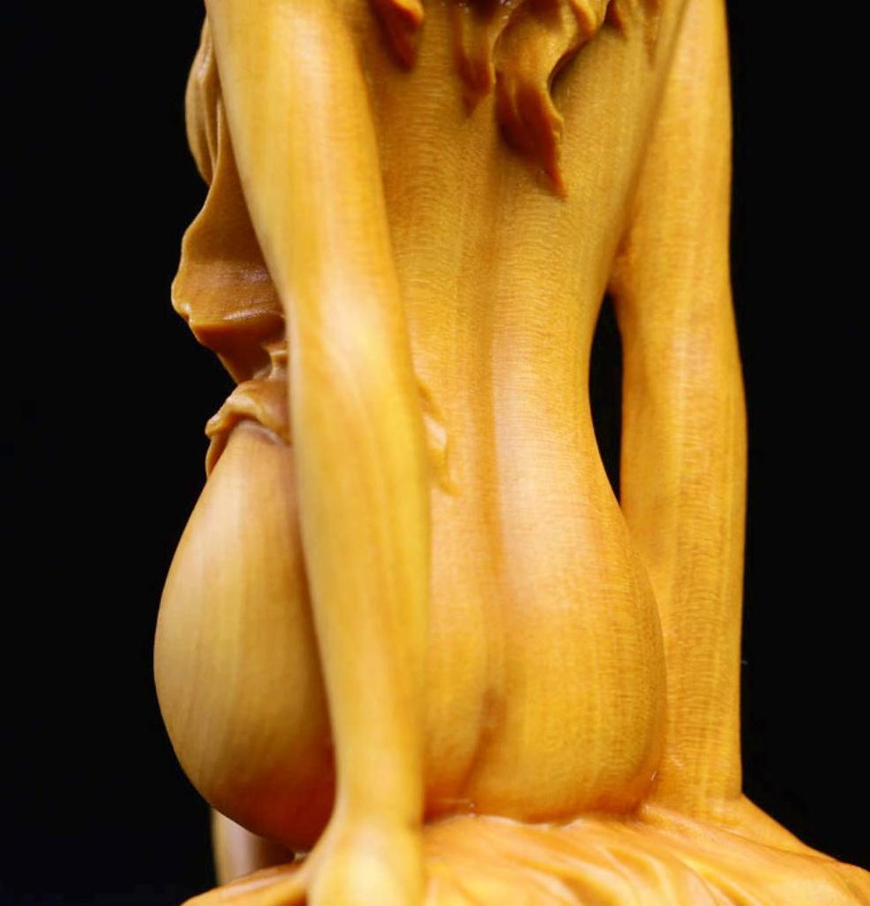 Wood female beautiful beautiful wooden figurine carving, goddess, nude, girl, woman, sculpture,