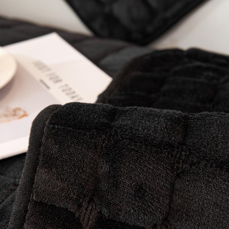 Verdicktes Flanell Sofakissen Einfaches Karomuster Samt Plüsch Rutschfestes Kissen Leder Staubdicht Wohnzimmer Sofaüberwurf Armlehnenhandtuch