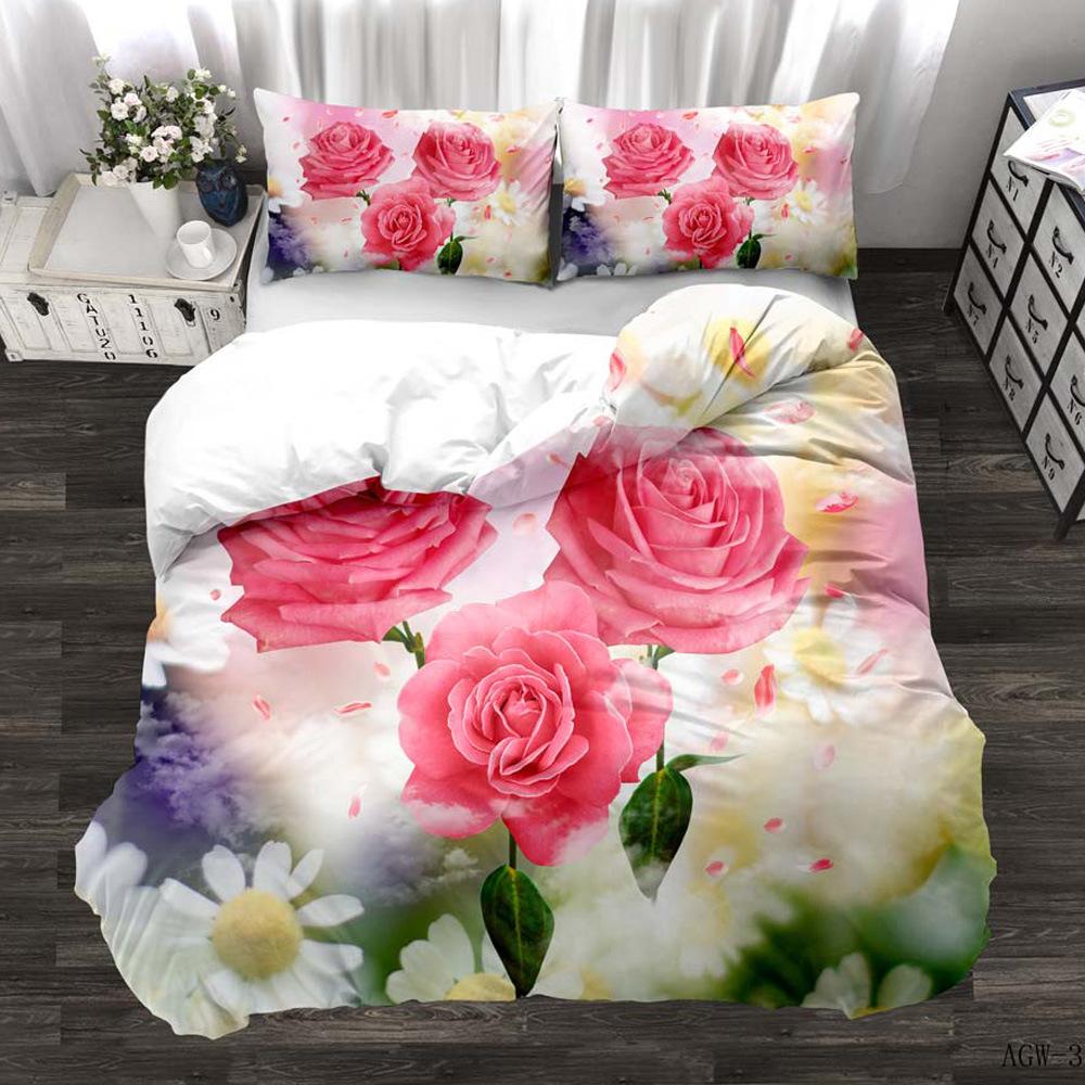 Rose Romantic Flowers Duvet Cover - Floral Theme, Ideal Valentine's Day Gift for Couples