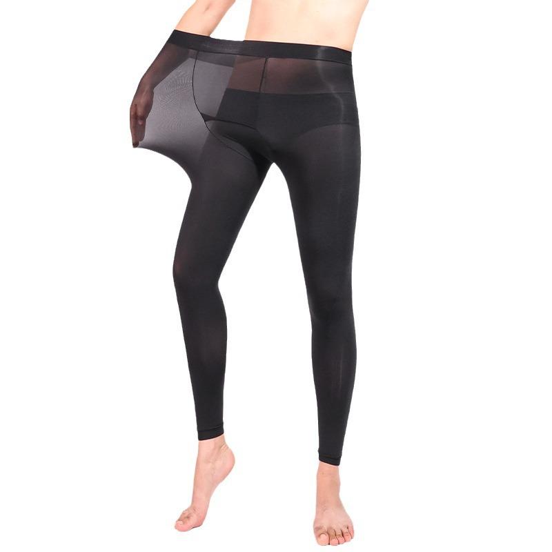 Plus Size Men'S Sexy Pantyhose Ultra-Thin Self Heating Thermal Bottoms Elastic Transparent See-Through Underwear 100Kg
