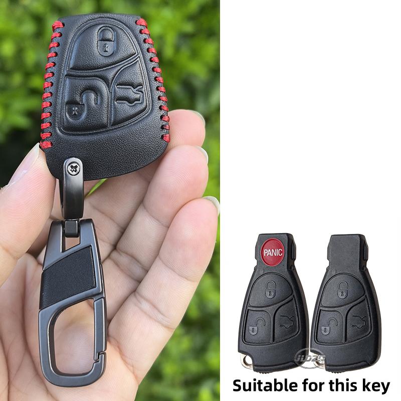 

Leather Car Key Cover For Mercedes Benz B C E ML S CLK CL 3 Buttons Skin Remote Key Fob Case чёрный