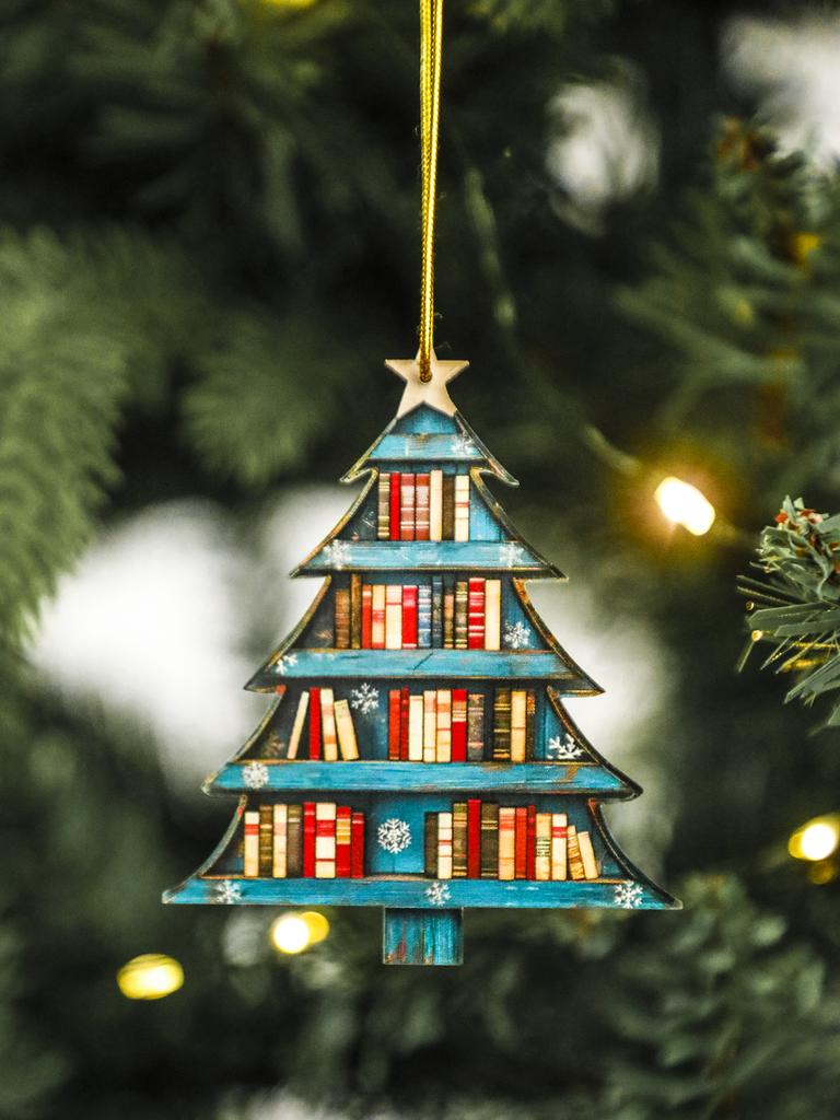 Christmas Acrylic Tree Shaped Ornament, Bookcase with Colorful Books Pattern Hanging Decor, Festive Pendant for Xmas Tree, Home