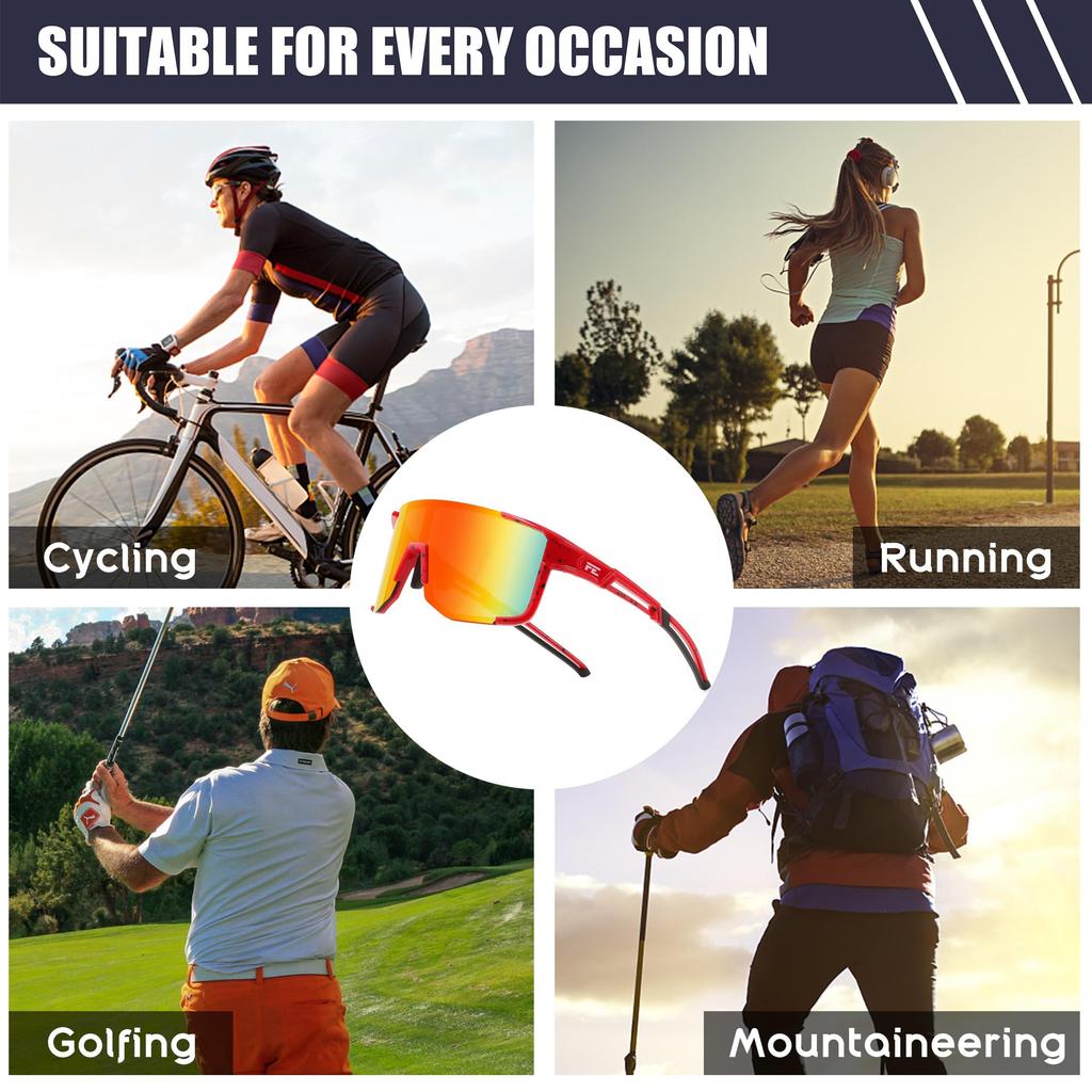 Sports Sunglasses for Unisex Eyewear for Golf B0224 [FEISEDY] Men, Baseball, Cycling, UV400, Fishing, Running,