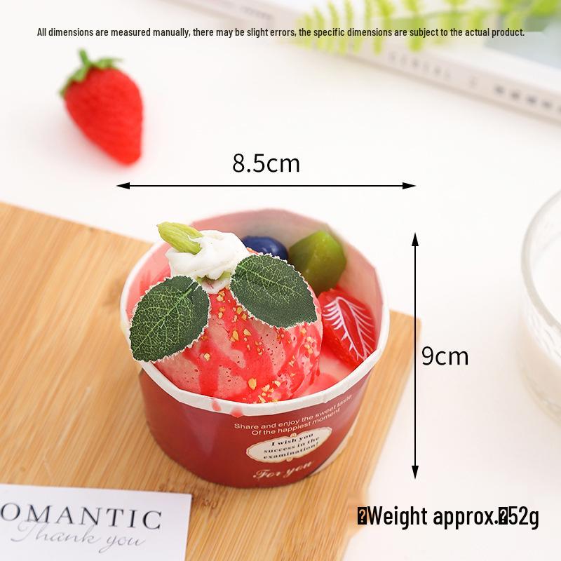 PU Ice Cream Dessert Magnet Set: Paper Cup, Scoop, Fruit Popsicle, Haagen-Dazs Props.