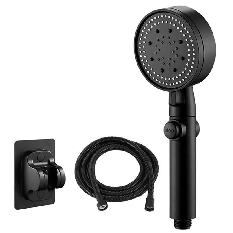 Set Soffione Doccia ad Alta Pressione 5 Modalità Soffione Doccia Massaggio Acqua Risparmio Idrico Con Tubo Arresto One-Touch Accessori Bagno