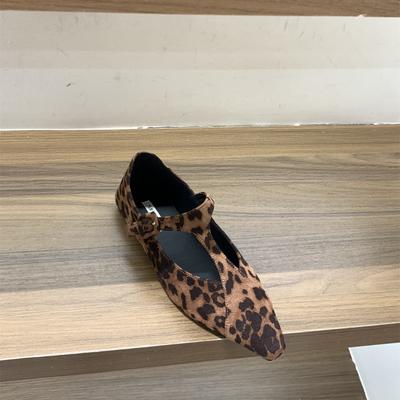 Flache Wildleder-Pumps mit Leopardenmuster und spitzer Zehenpartie, Damenschuhe 2025 neu Herbst mit Rock Mary Jane schwarz Pendlerschuhe