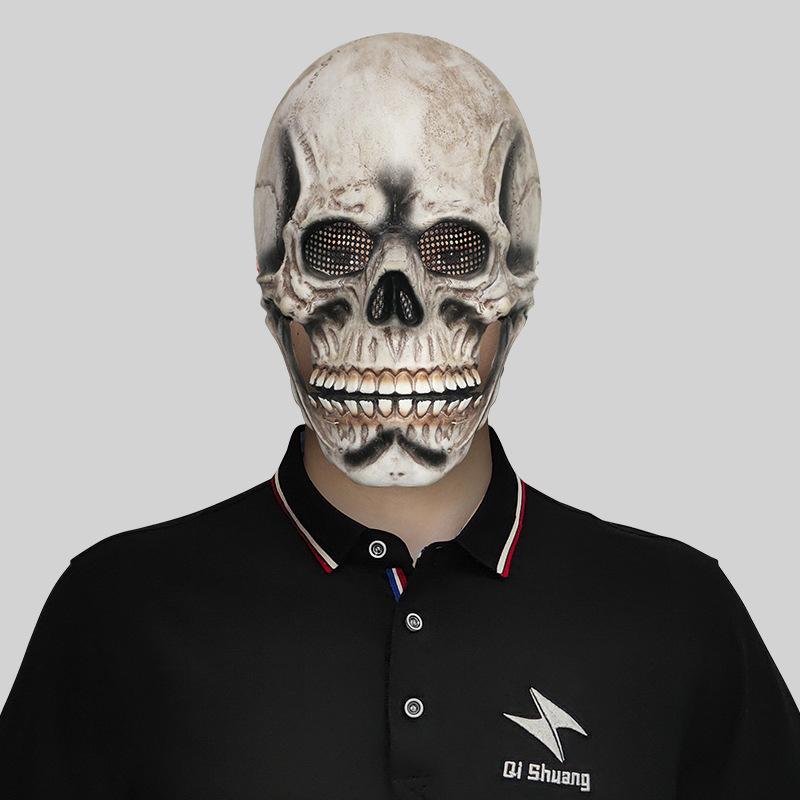 Mouth Movable Jaw Skull Hood Mask Masquerade Open Mouth Horror Skeleton Headgear Halloween Party Spoof Props Cosplay Costume