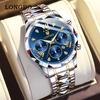 Longbo Men's Luxury Quartz Luminous Waterproof Roman Skeleton Wristwatch