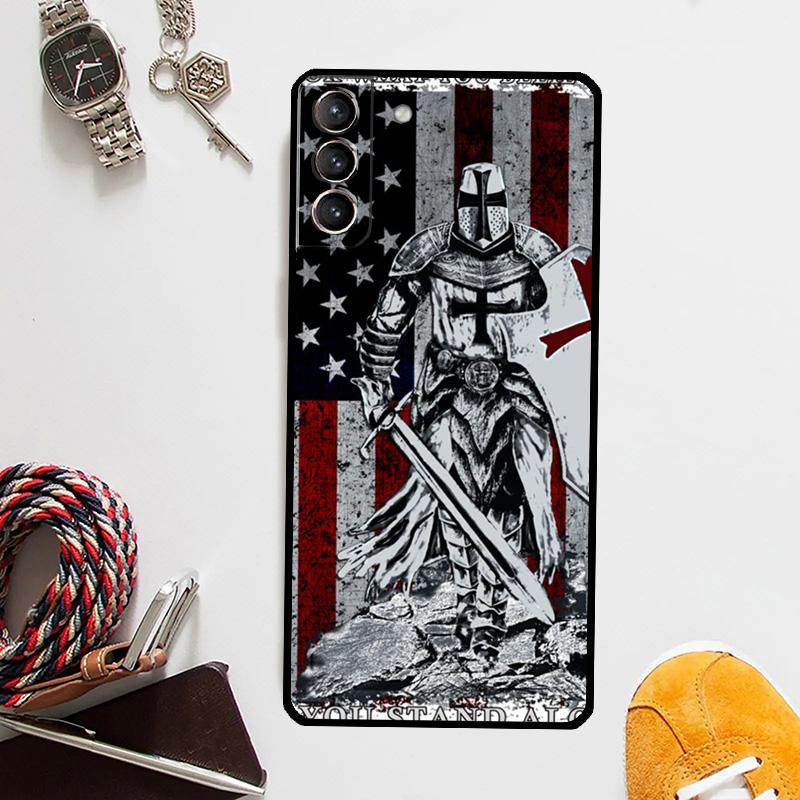 Christian Templar Knights Case For Samsung Galaxy S24 Ultra S20 S21 S22 S23 Plus S9 S10 S24 FE S25 Ultra Cover Coque