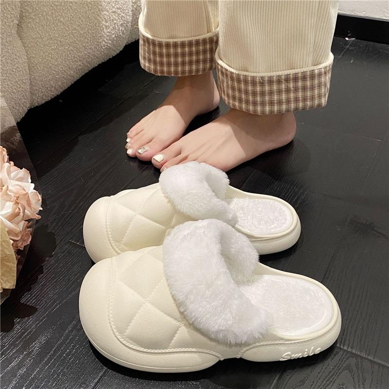 Autumn And Winter Women's Indoor Warm Soft Bottom With Velvet Toe Cotton Slippers