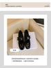 2025 autumn height increase single shoes women's black retro small leather shoes women's one-word buckle square head Mary Jane shoes