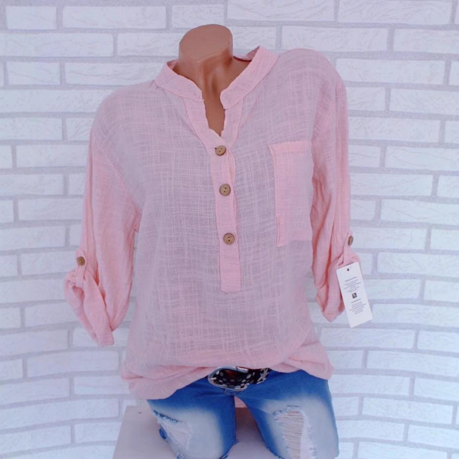 2021 European/American Spring Summer Solid V-Neck Pocket Women's Top, Multi-Color & Multi-Size