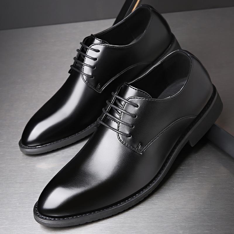 Men's Breathable Leather Shoes Black Soft Leather Soft Bottom Spring and Autumn Best Man Men's Business Formal Wear Casual Shoes