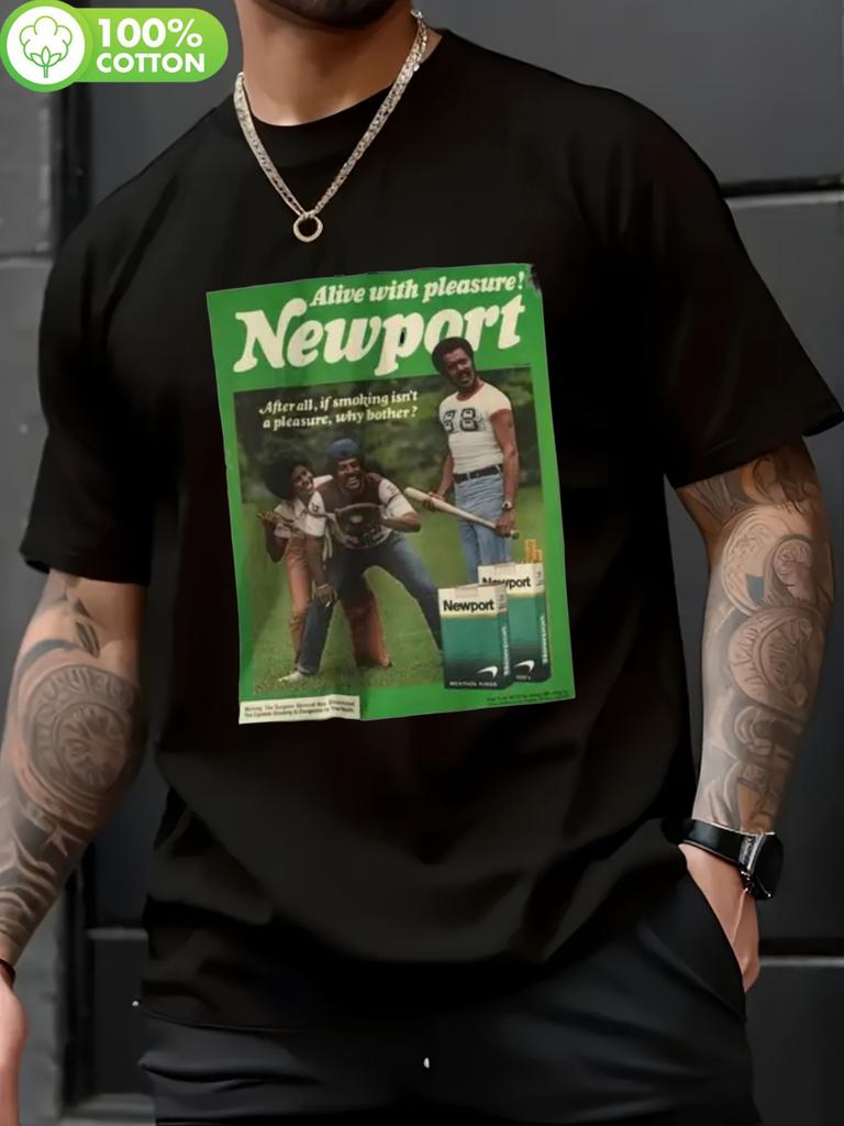 Newport Vintage Cigarette Graphic T-shirt - Retro Menthol Design