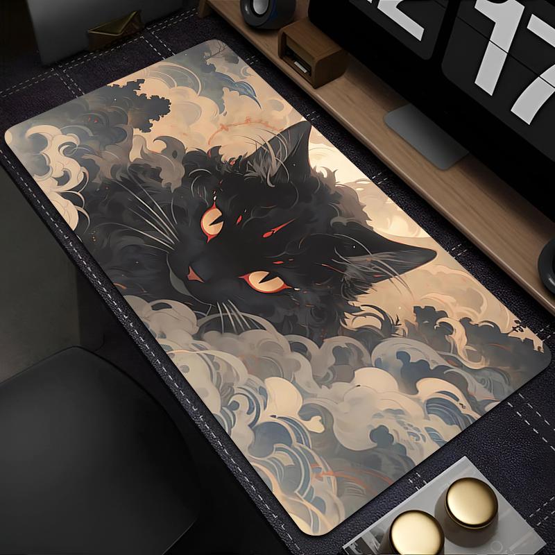 Gaming Mouse Pad Cushions Non-slip Kawaii Table Carpet Laptop Black Cat Mousepad PC Pink Clouds Gamepad Desk Gadget Mouse Mat