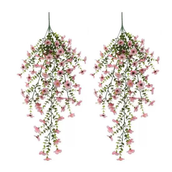 1/2/3/6Pcs Hanging Artificial Violet Flower UV Resistant Realistic Fake Flower Wedding Party Indoor Outdoor Garden Wall Hanging Faux Flower Decoration