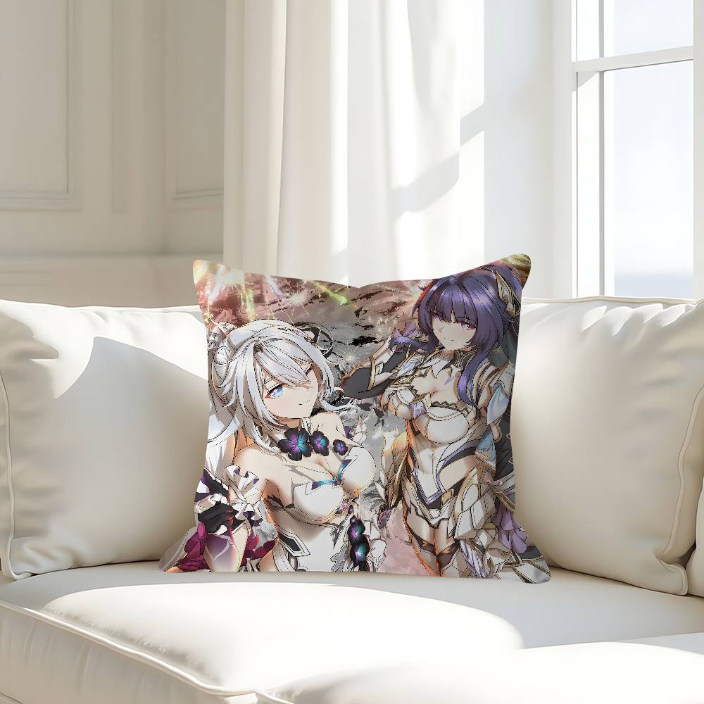 H-HONKAI IMPACTs Kissenbezug Abnehmbarer Waschbarer Kissenbezug – Ganzjährige Weiche Leinen