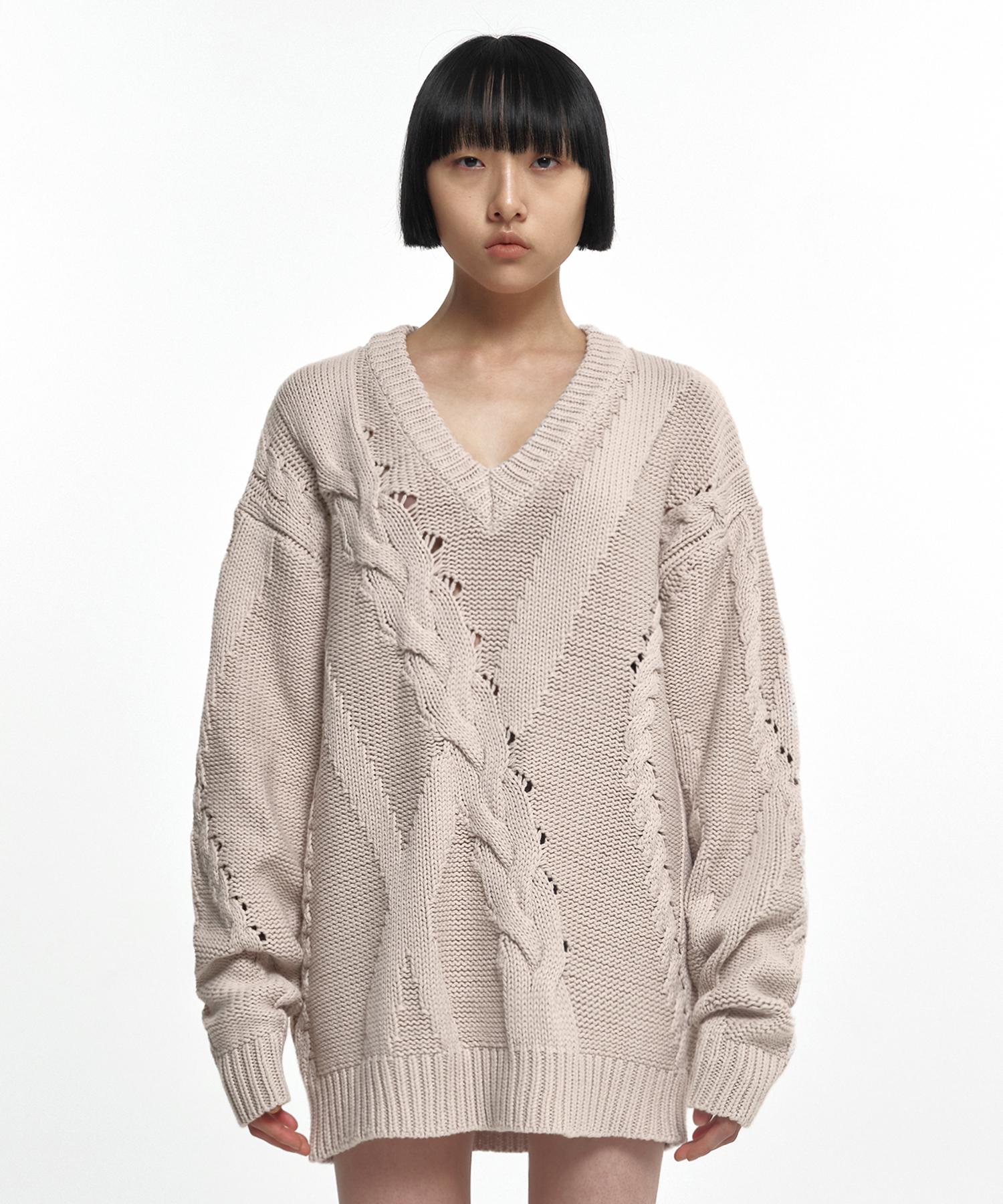 Nash Mixed Twist Knit (Unisex) Oatmeal Oatmeal/2