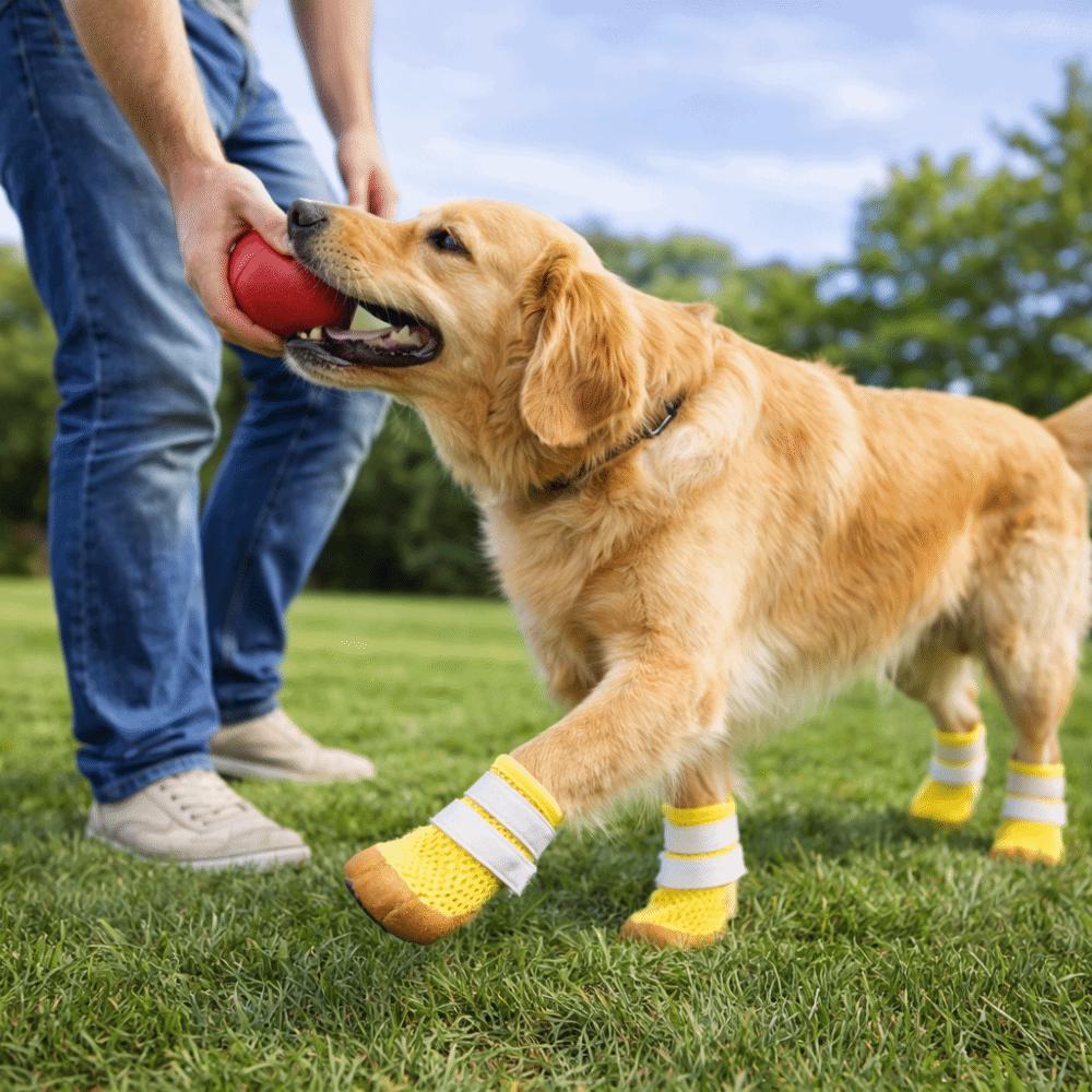 Breathable Dog Mesh Shoes Rubber Sole Dog Paw Protectors Fashion Dog Sneakers  Outdoor Walking