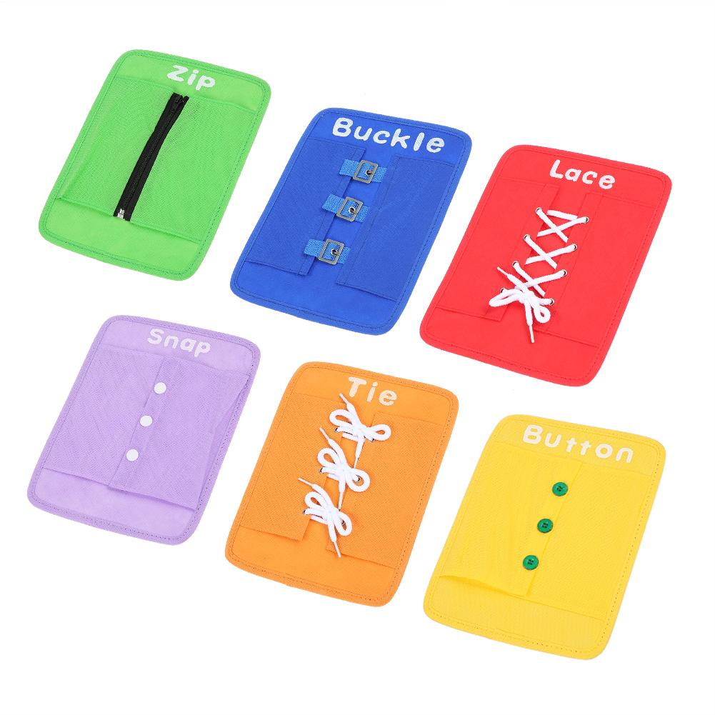 6pcs/ Set Learning Paper Board Kit Basic Skill for Life Toy Button Buckle Tie Intelligent Toys