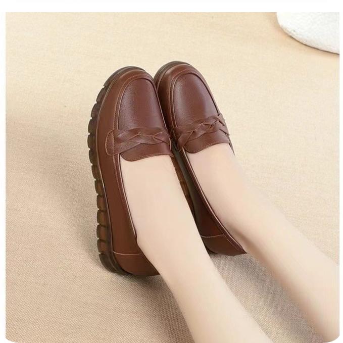 Leather Soft-soled Tendon-soled Non-slip Women's Leather Shoes, Flat-bottomed Single Shoes, Women's Shoes, Spring and Autumn