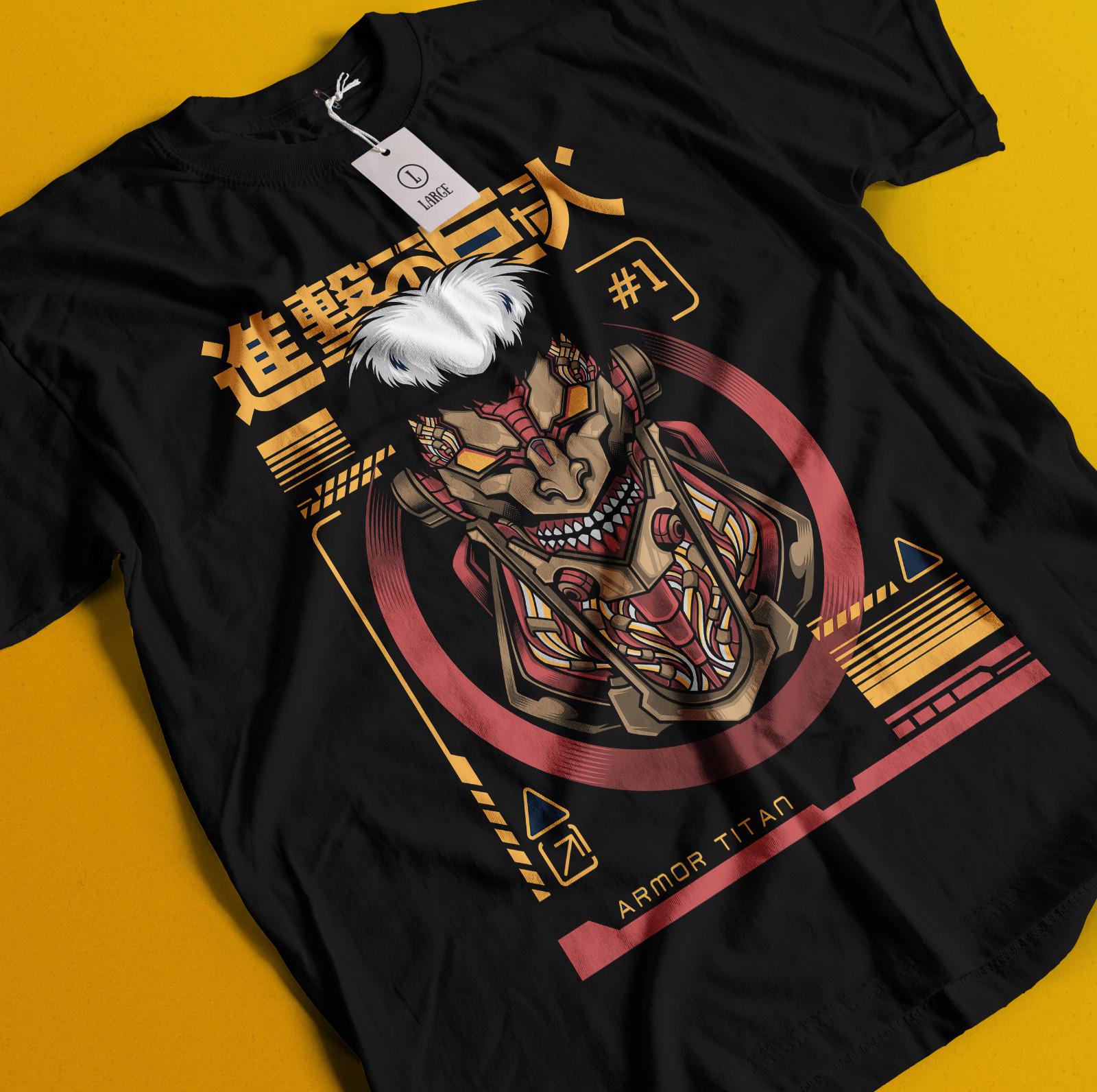 Attack On Titan Shirt Armored Reiner Tshirt Levi T-Shirt Mens Womens Tees Top AOT Eren Mikasa Hange 2XL