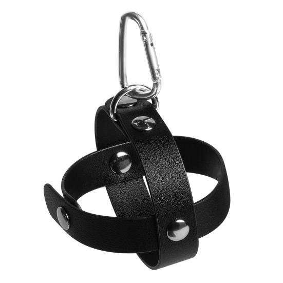 Faux Leather Baseball Holder Keychain Portable Lightweight Universal Tennis Ball Button Cover Pouch Carrier Case with Metal Hanging Buckle