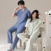Lycra cotton couple pajamas summer pure cotton short-sleeved trousers loose and cool can be worn outside men's loungewear suit