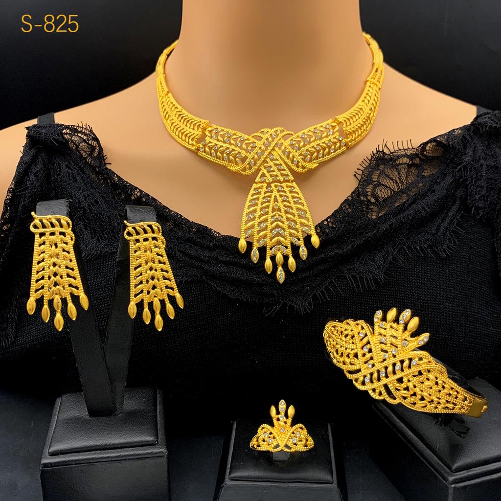 Luxury Italian 24k Gold Color Jewelry Set For Women African Dubai Bridal Wedding Necklace And Earrings Set Party Gifts