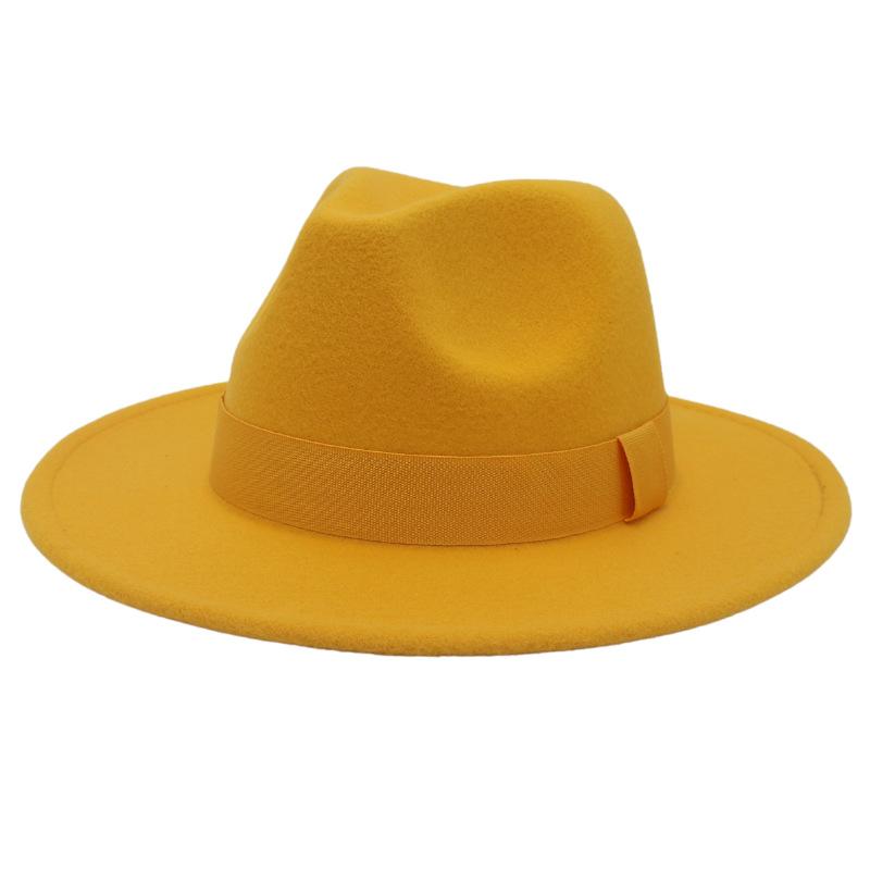 British Jazz Hat Big Eave Hat Square Ribbon French Top Hat Men'S And Women'S Cashmere Felt Hat