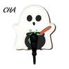 Space Saving Entryway Hooks Halloween Themed Wall Hook, Decorative Ghost Pattern Key Hanger, Self Shape Mounted Hook Adhesive Backing Wood Base