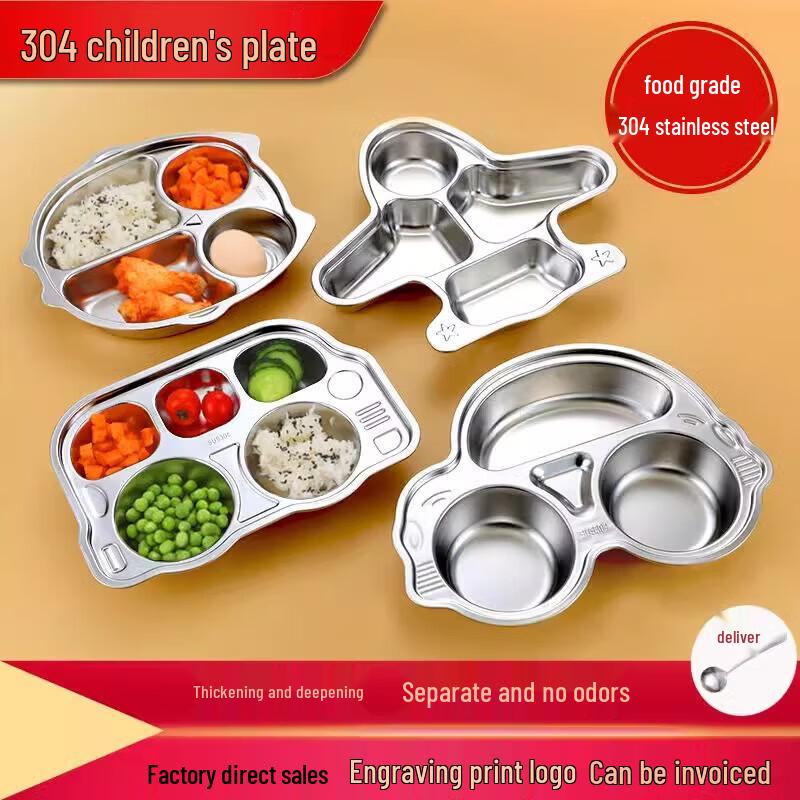 Food-Grade Stainless Steel Divided Cartoon Kids Plate