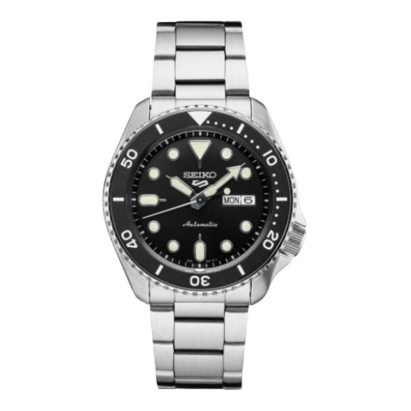 SEIKO 100 meters waterproof fashion Automatic Steel Strap 42.5mm men s watch black dial SRPD55 чёрный
