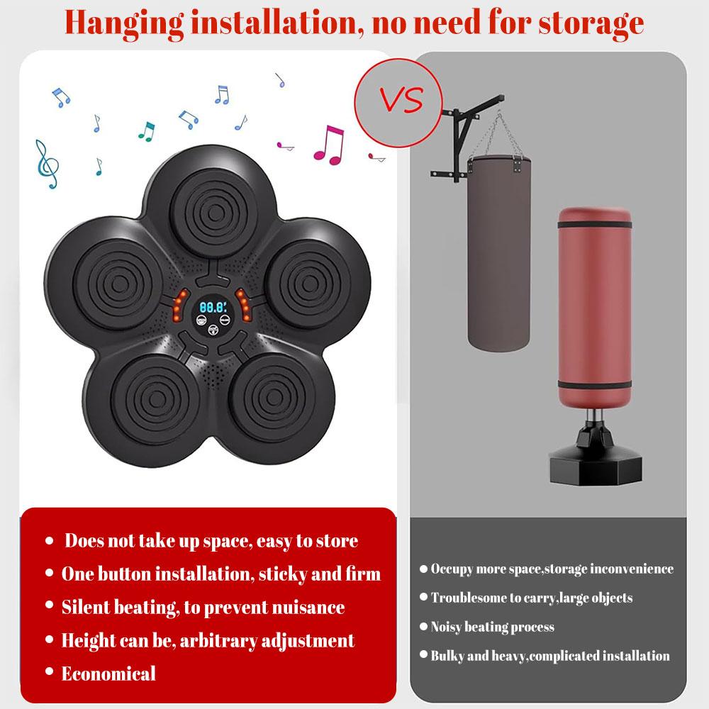 Smart Bluetooth Music Boxing Machine Wall Mounted Boxing Machine LED Lighted USB Charging Sandbag Boxing Training Equipment