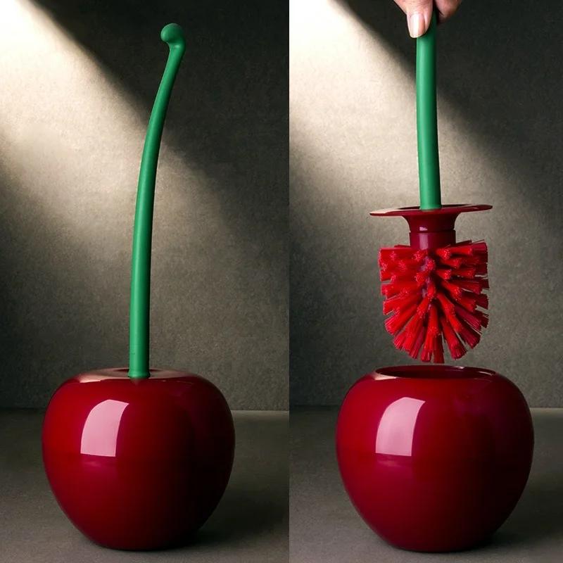 Red/Green Cherry Shaped Toilet Brush Holder Set Bathroom Cleaning Kit Cleaner Creative Lovely Lavatory Brush Toilet Cleaning