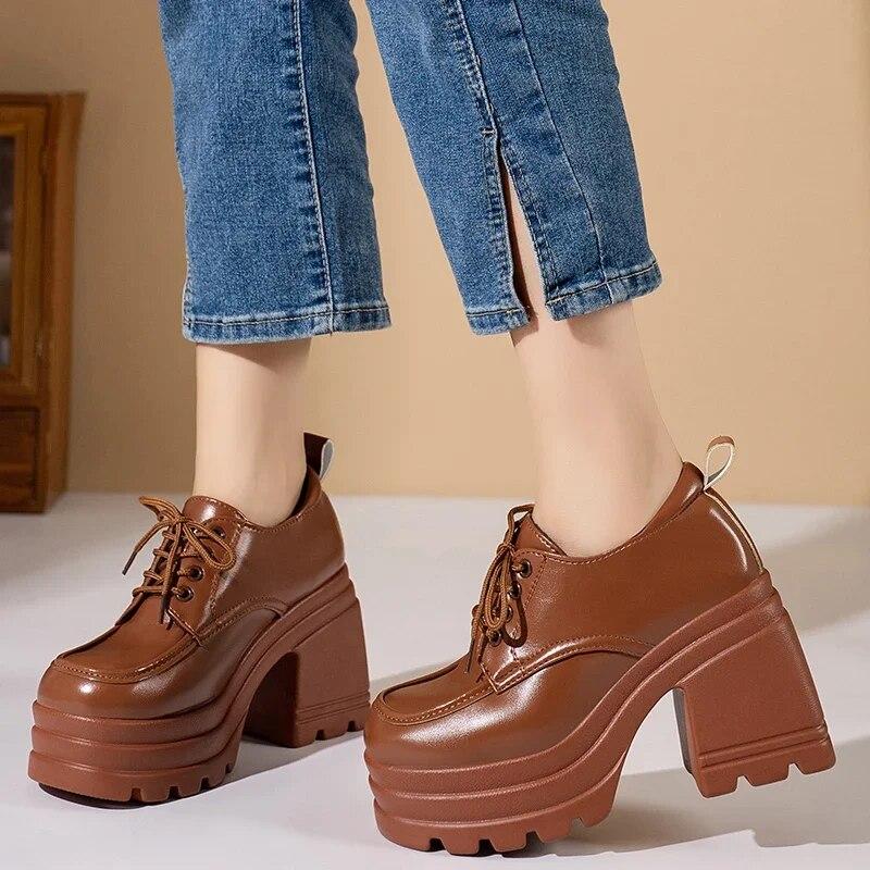 Lolita Shoes for Women Mary Jane 2023 Lace Up Loafers Girls Students JK Uniform High Heels Platform Shoes Cosplay Female Shoes