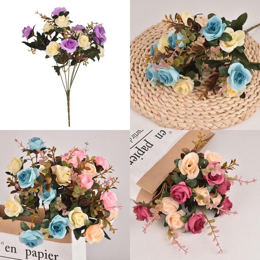 Home Decor Rose Flower Bouquet With Silk Material For Wedding And Event Decoration