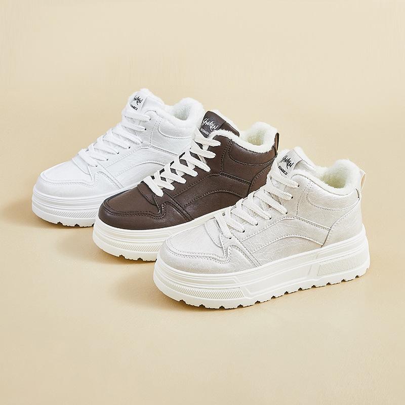 Winter Warm Snow Boots for Women Non-Slip Chunky Platform Sneakers With Faux Fur Lined Lace-Up Tennis Walking Shoes Women's Comfortable Short Booties