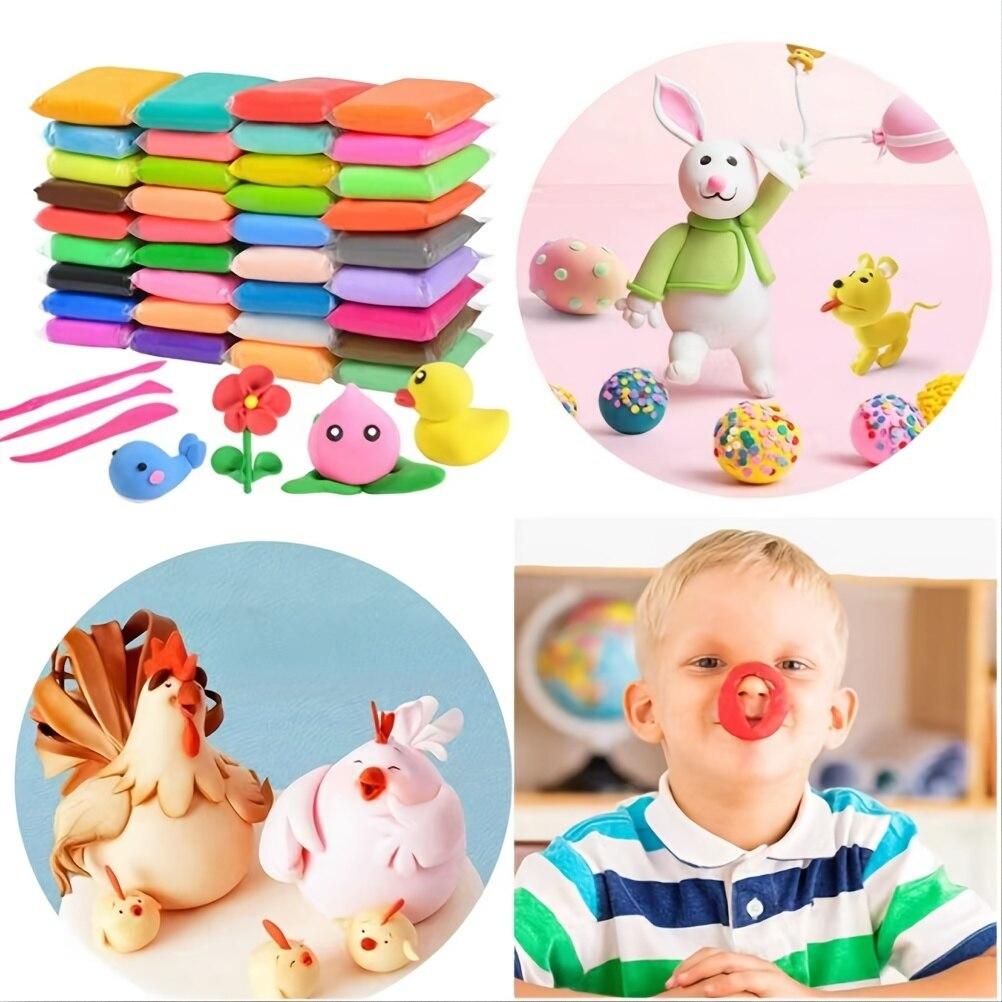 36 צבעים סט חימר יבש באוויר, חימר פלסטיק קל במיוחד עם כלי פיסול לחינוך לגיל הרך ולעבודת יד בעצמך