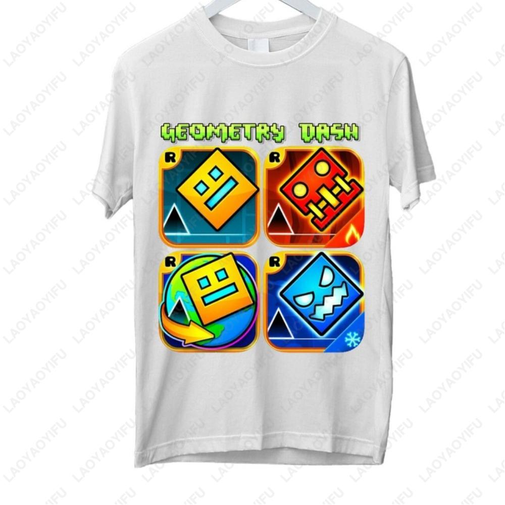 היכנסו לכיף חולצת טריקו Geometry Dash דמויות גיימינג תלת-ממדיות מתנת יום הולדת כותנה קיץ יוניסקס סגנון מבוגר חולצת טריקו מודפסת עליוניות