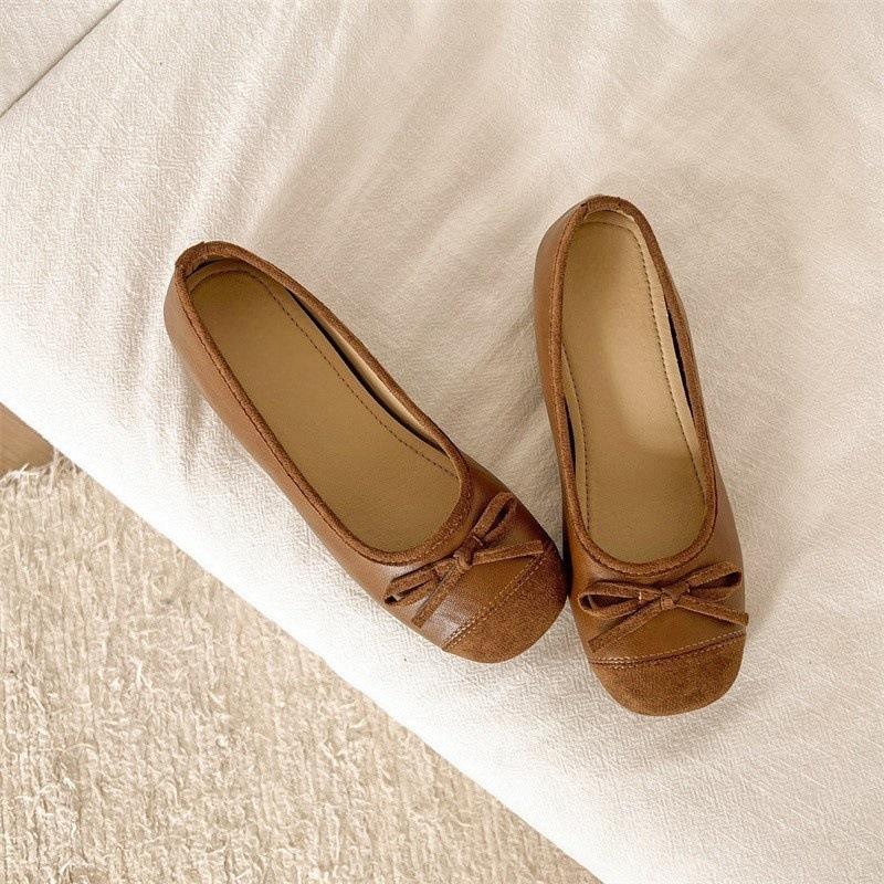 Bow square head flat sole shoes women's summer 2025 new retro versatile silver light mouth gentle beanie shoes