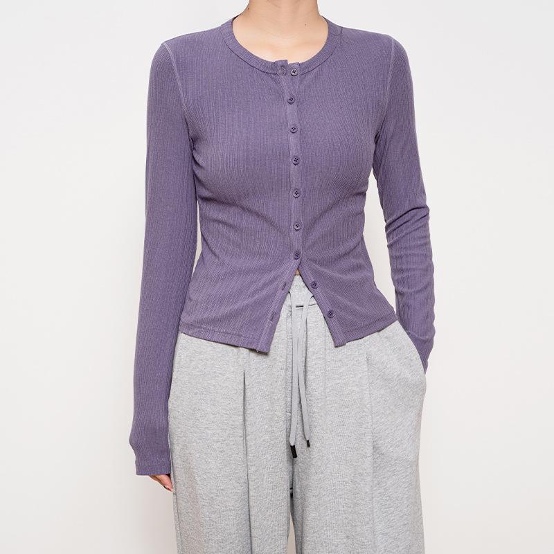 New Women's Long-Sleeve Round-Neck Cardigan: Casual, Lightweight Rayon Knitwear for Autumn and Winter