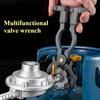 Llave de Carraca Multifuncional 3 en 1 Llave Ajustable para Válvula de Gas Abrebotellas Regulador de Válvula de Tanque de Almacenamiento Antideslizante