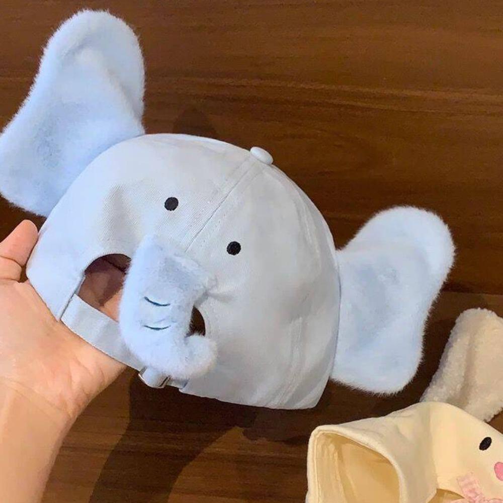 Plush Kitty Baseball Cap UV Protection Lop Ear Rabbit Hat Elephant Hat with Ears Nose Streetwear