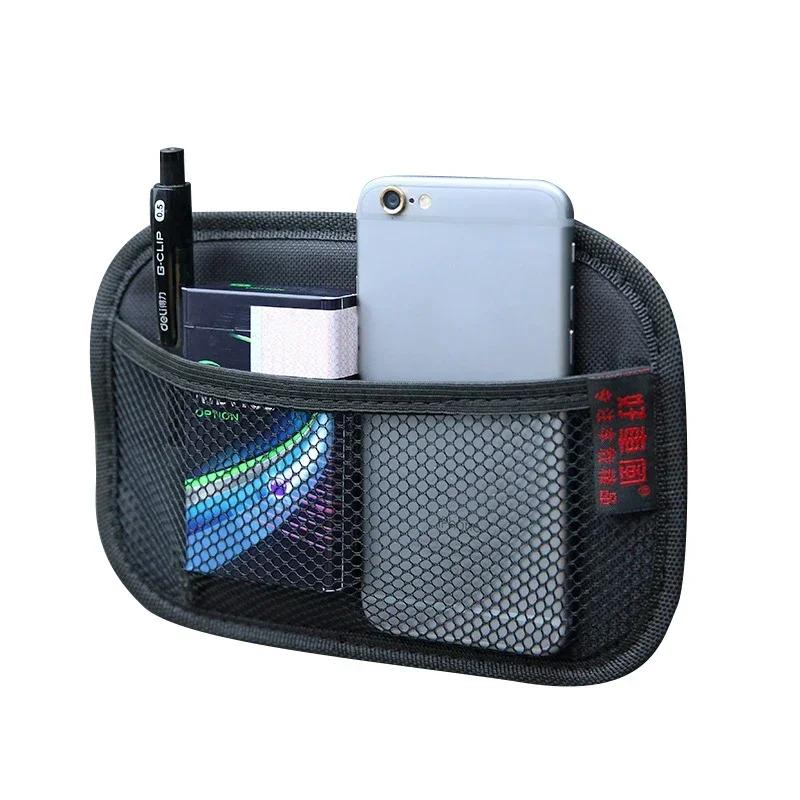 Car Leather Mesh Bag Oxford Fabric Storage Net Bags Car Interior Organizer Phones Coins Keys Storage Auto Stowing Tidying Tools