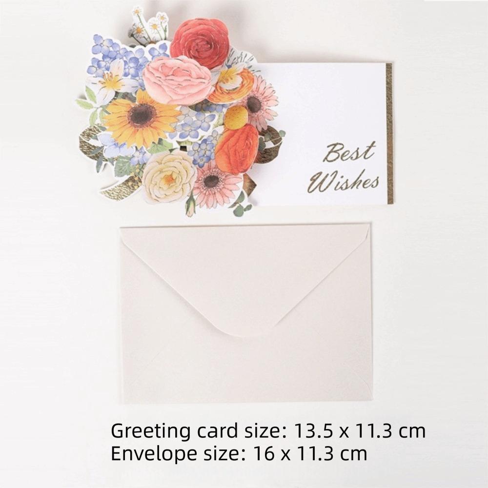 New 3D Pop-up Style 3D Greeting Card Romantic Handmade Creative Flower Card Creative Blessing Card Wedding Invitations красный