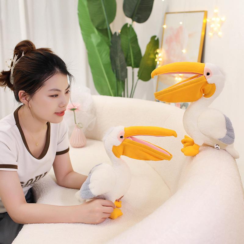 Simulation bird pelican doll plush toy big bill bird doll children accompany soothing pillow rag doll